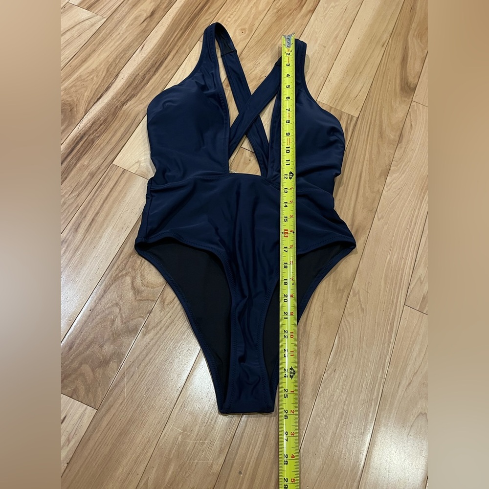Cupshe Navy Cross-Front One Piece Swimsuit - Picture 6 of 8
